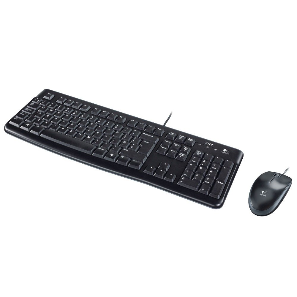 Logitech MK120 Kit Tastiera e Mouse Cablati | Layout Russo QWERTY - Nero