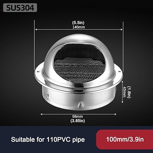 Miniatura 4 de Cubierta de chimenea de acero inoxidable 304, cubiertas redondas de ventilación de aire, cubierta de rejilla de rejilla, capó extractor, tubo de