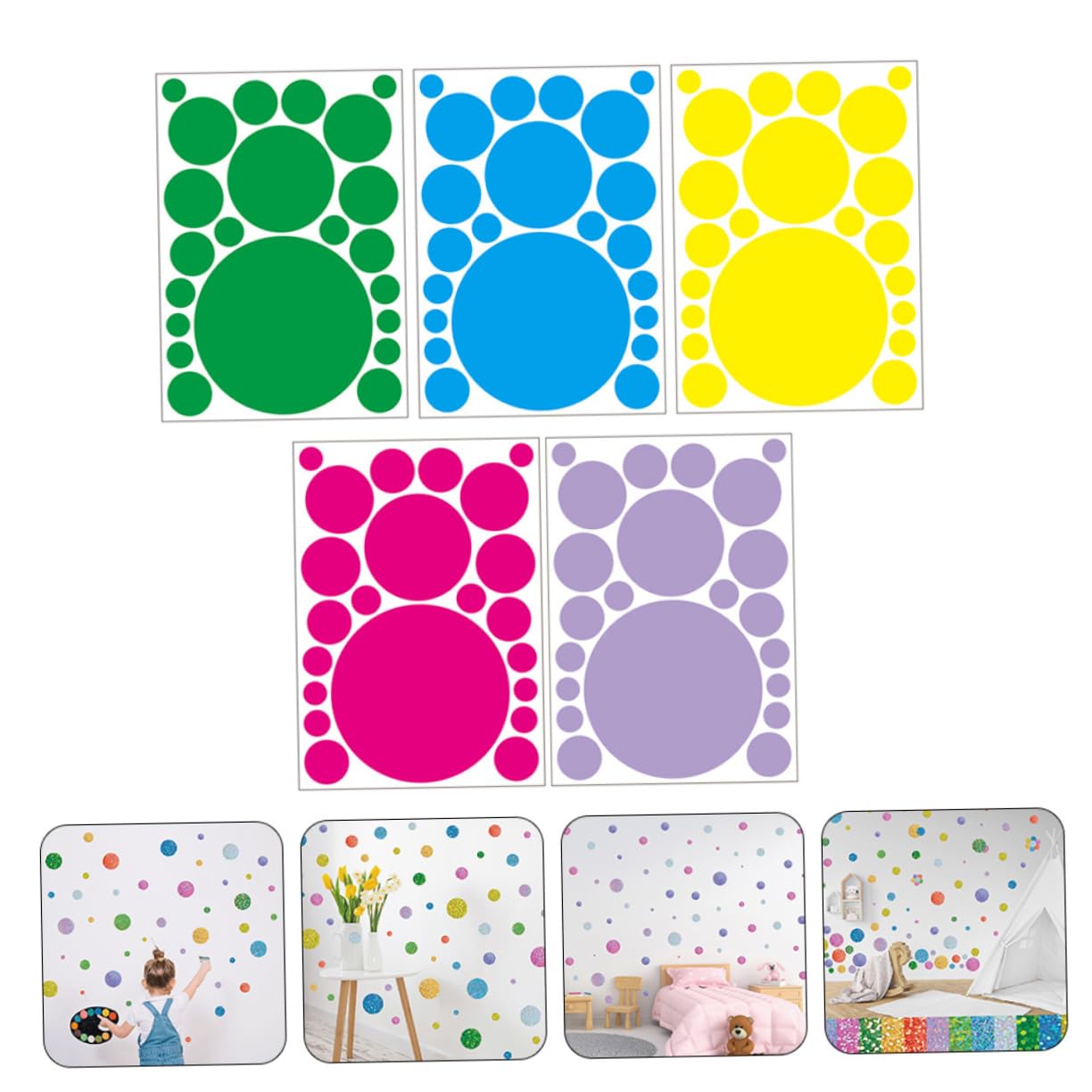 Toyvian 25hojas Pegatinas De Pared Autoadhesivas Para Decoración Infantil De Verde Rosa Azul Para Habitaciones Salones