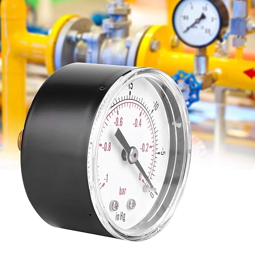 Miniatura 9 de Jeanoko Medidor de vacío axial de 1.969in, manómetro de vacío de agua, manómetro de presión 18 BSPT conexión trasera