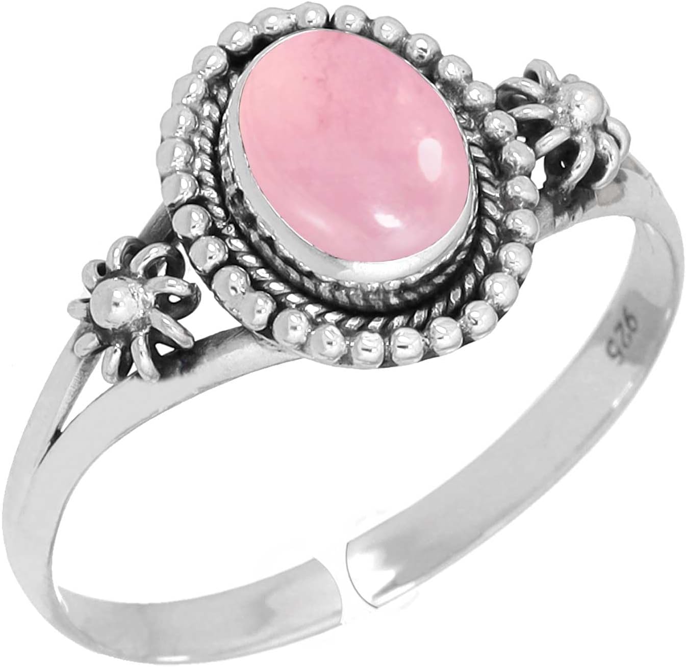Natural Gemstone Adjustable Ring For Women Agate, Amber, Onyx, Rose Quartz Oval Boho Genuine 925 Sterling Silver Handmade Jewelry