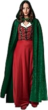 Dark Green Velvet Hooded Cloak 150cm Long - Halloween, Adult Vampire Costume, Priest, Wizard