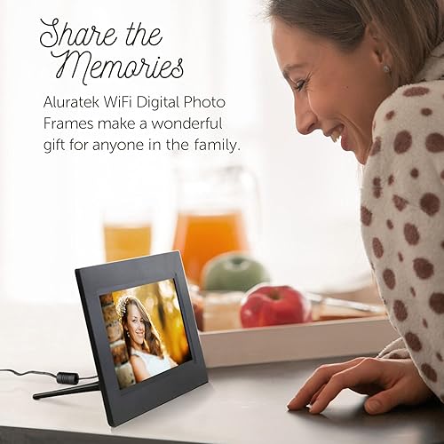 Miniatura 3 de Aluratek Marco de fotos digital LCD WiFi de 7 pulgadas con pantalla táctil y 8 GB de memoria incorporada, compatible con USB/SD/SDHC, reloj