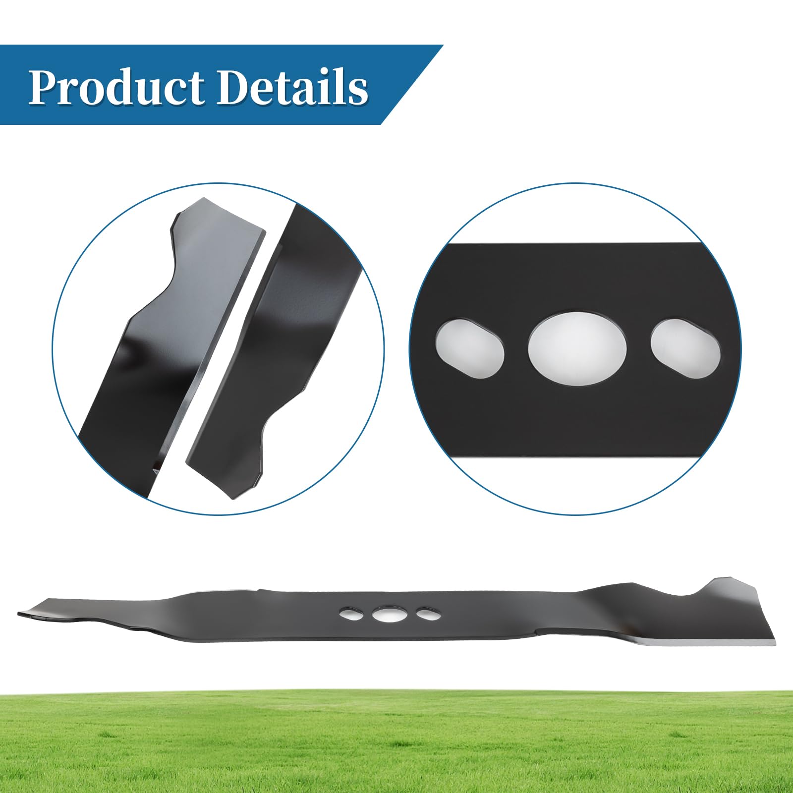 2105300125A - Cuchilla para cortacésped con agujeros centrales ovalados, compatible con cubierta de cortacésped Daye/Hyper Tough de 20 pulgadas, compatible con MNA152505, MNA152701, MNA152516