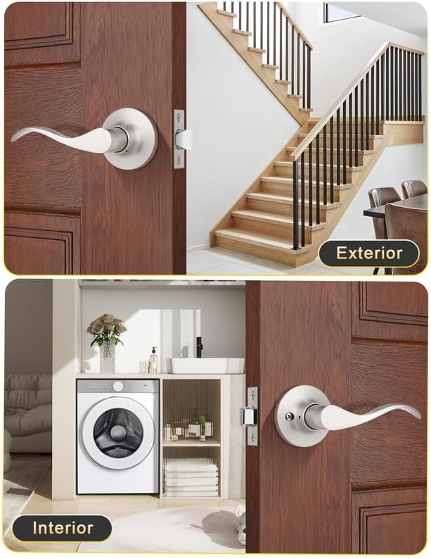 問い合わせ、在庫確認用 Mengico ドアレバーロック サテンニッケル モダンなドアハンドル