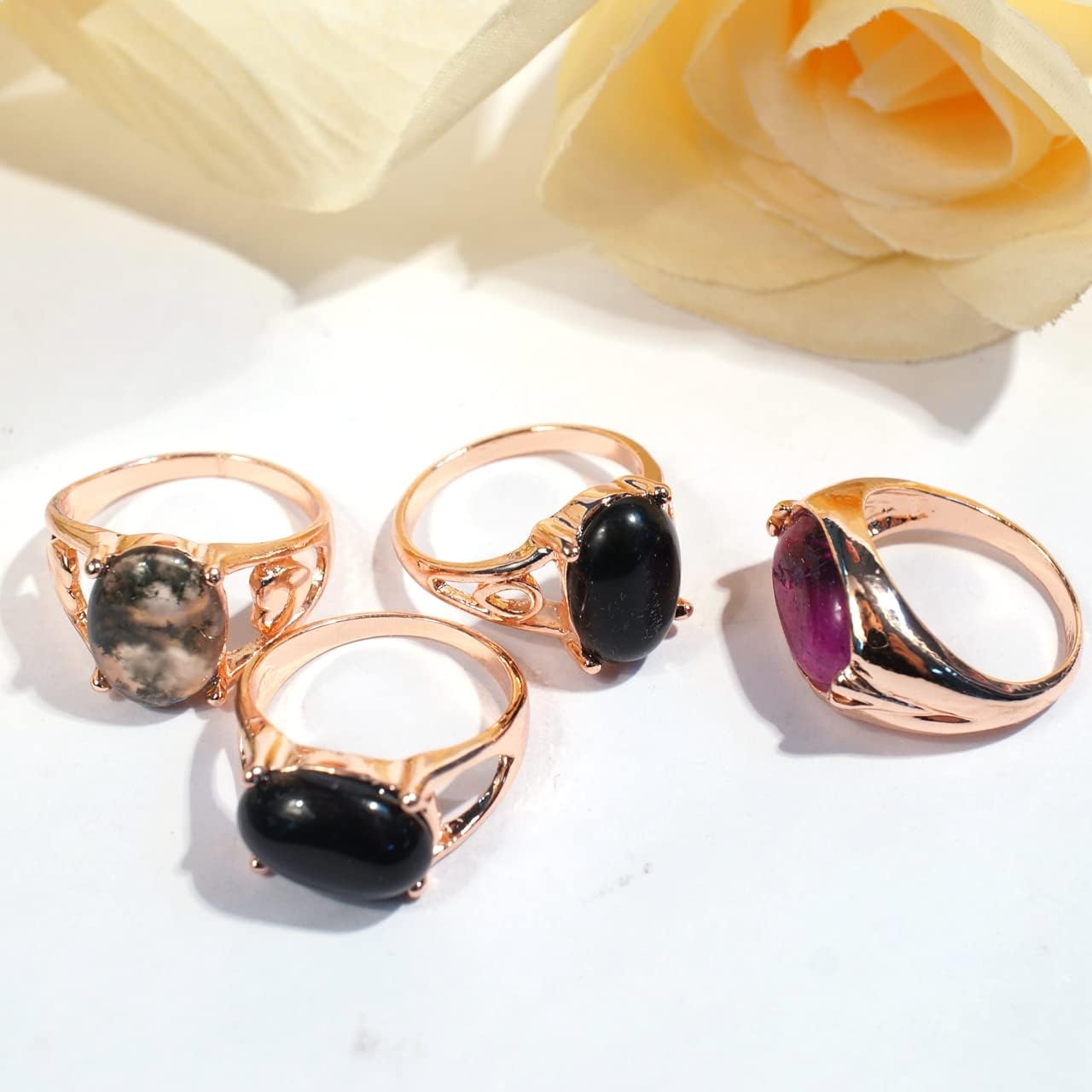 100 Pack of Rings Wholesale for Boutique Items for Resale Bulk Crystal Rings Jewelry Clearance Anillos De Piedras Naturales