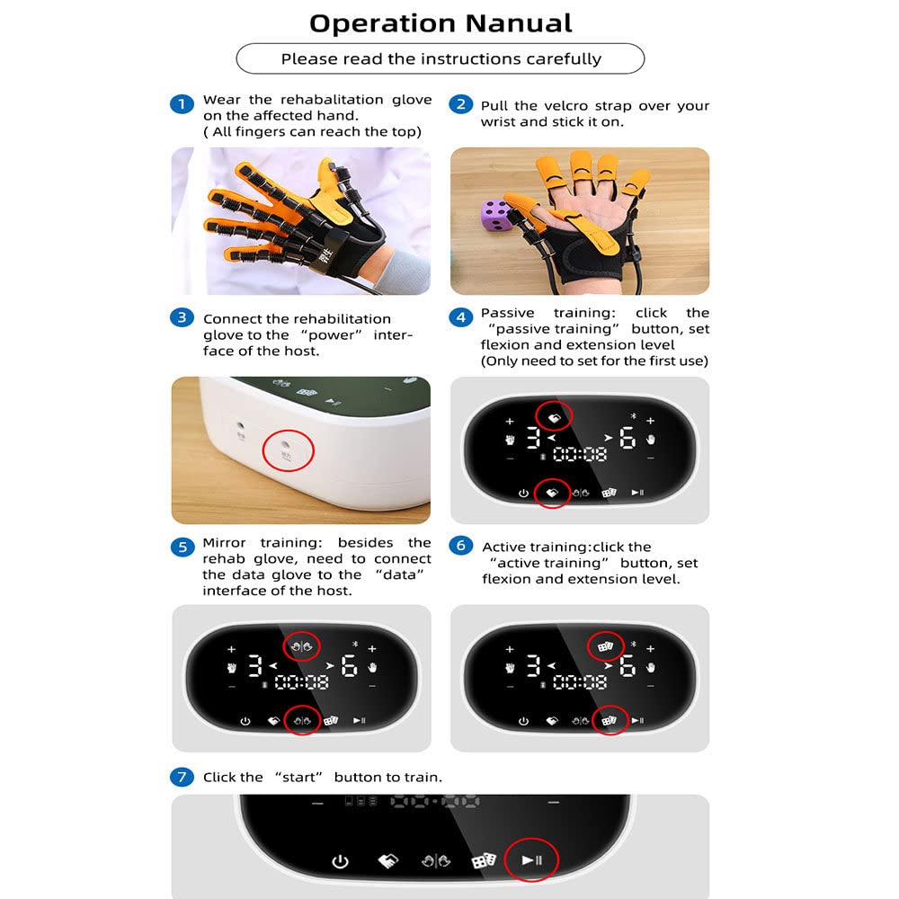 Istruttore per la Riabilitazione delle Dita per emiplegia da Ictus Autoaddestramento Guanti robotici per la Riabilitazione Formazione per la Riabilitazione del paziente Colpito (Righthand S)