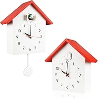 Vista 1 de KEYPOWER - Reloj de pared de cuco, sonidos naturales de pájaros o llamada de cuco, péndulo de reloj con diseño, casa de pájaros, arte de pared