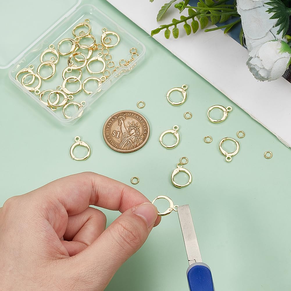 CREATCABIN 48pcs Brass Earring Making Kit 18K Gold Plated Leverback Earring Hooks with Hang Loop Earrings Replacement Accessories Open Jump Rings for Jewelry Making Findings Supplies 0.58x0.46in - Image 4