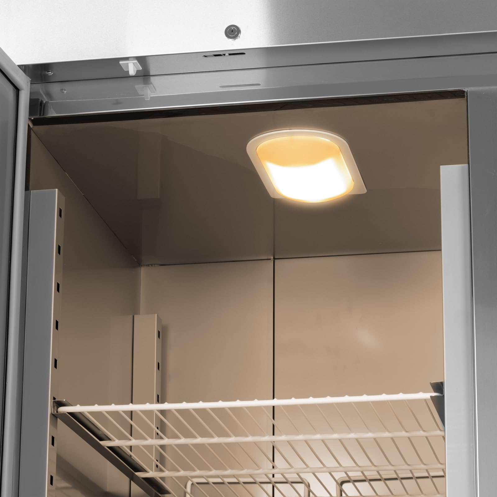 Royal Catering Frigorifero professionale 1001 l Acciaio inox 4 porte 4 ruote Serratura porta Armadio frigo Frigorifero verticale Armadio refrigerato Armadio frigo professionale