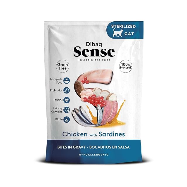 Dibaq Sense - Comida húmeda para para gatos adultos esterilizados Dibaq Sense bocaditos en salsa pollo…