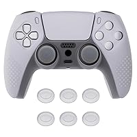 Vista 1 de eXtremeRate PlayVital Clear White 3D Studded Edition Anti-Slip Silicone Cover Skin for ps5 Controller, Soft Rubber Case for ps5 Wireless Controller