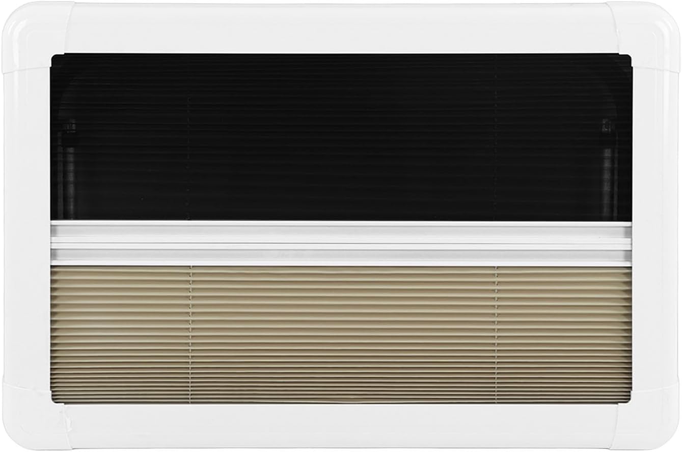 Focket RV Window, Aluminum Alloy Frame Double Layer Hollow Acrylic Glass Push Out Window, RV Shade with Privacy Curtain Screen for Campervan