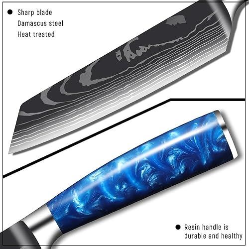 Juegos de cuchillos, 10 unids acero inoxidable chef cuchillo conjunto de cuchillos de cocina japonés Santoku Cleaver Sharp Laser Damasco patrón