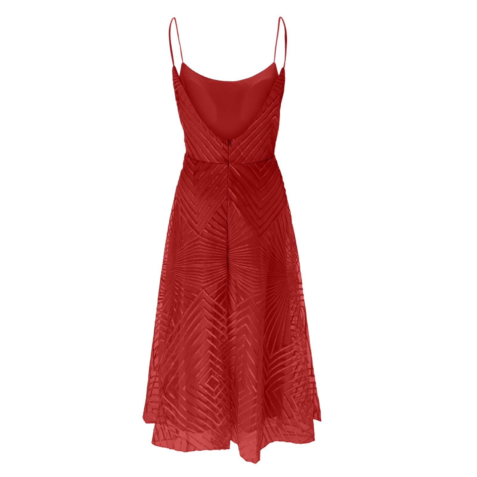 Swing Abito da cocktail da donna, elegante, in pizzo, senza maniche, per feste, ballo, scollo a V, con spalline sottili, abito da sera, a vita alta, linea ad A