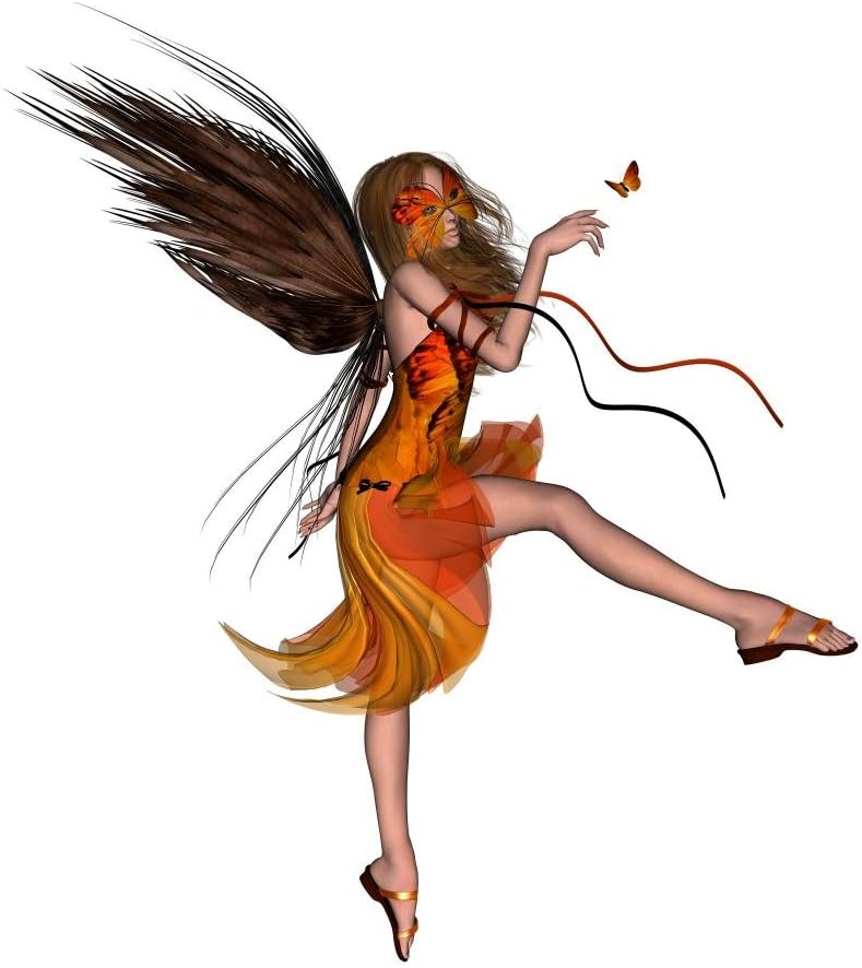 Wallmonkeys Butterfly Fairy Orange Wall Decal Peel and Stick Graphic WM72707 (24 in H x 19 in W)