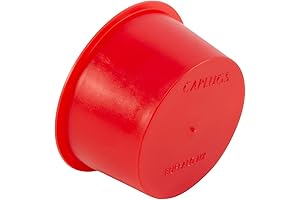 Caplugs T13 Red Plastic Tapered T-Plug, 0.901" Cap and 1.09" Plug, Pack of 100
