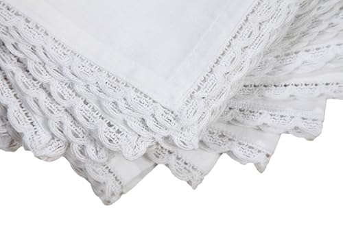 Miniatura 4 de Servilletas de cena de algodón flameado, color blanco, 20 x 20 pulgadas (juego de 12), 100% algodón egipcio con aspecto de lino, tela elegante,