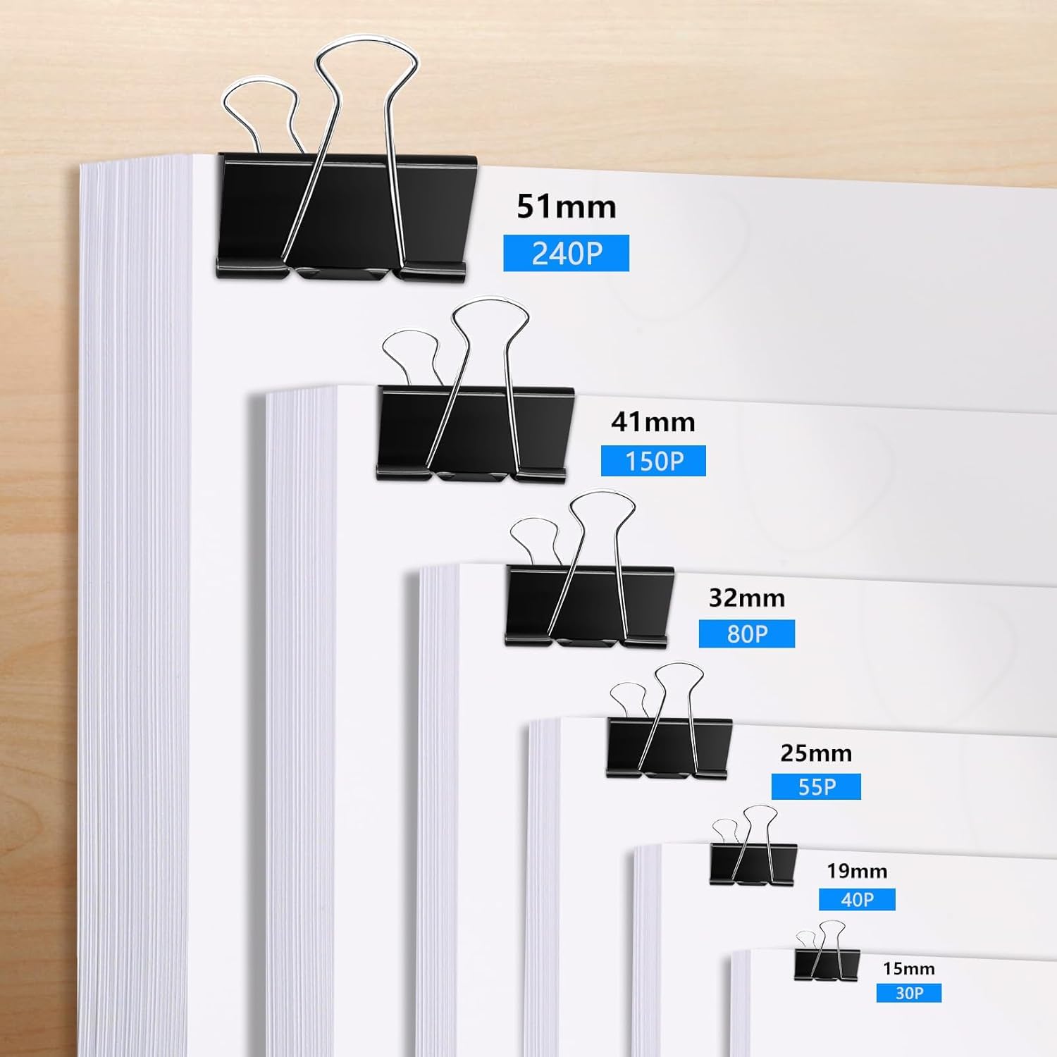 208 PCS Binder Clips Assorted Sizes, Metal Large Binder Clips Bulk - Image 3