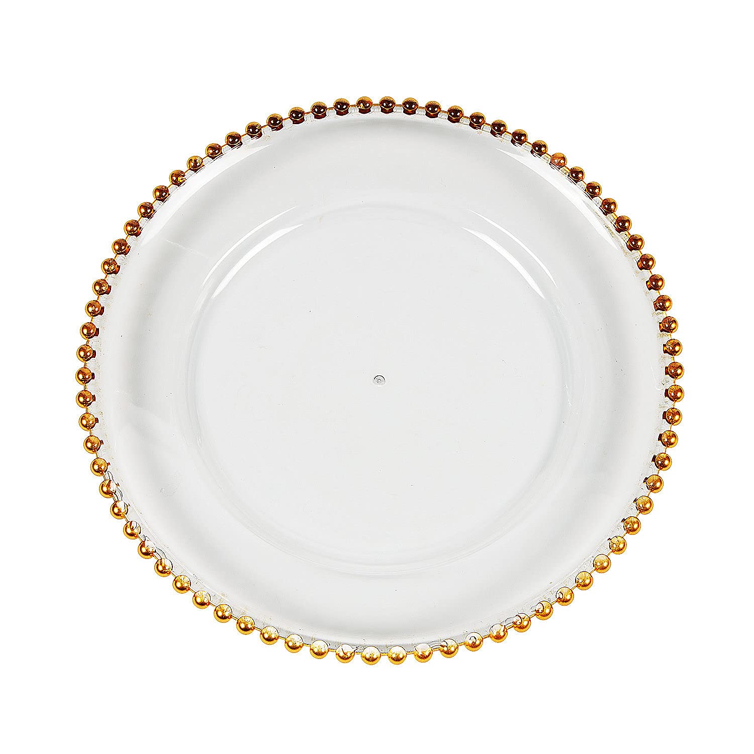 Fun Express Clear Chargers with Gold Beaded Trim - 6 Ct.