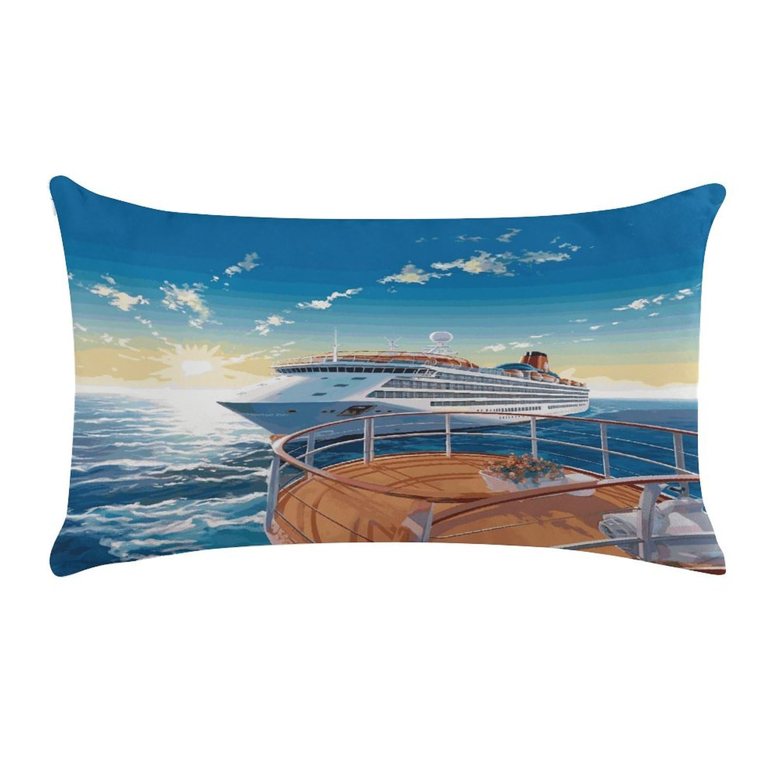 LDGSUPH Summer Sea Cruise Throw Pillow Cover with Zipper Long Throw Pillow Case Anti-Fading Pillow Protector Super Soft Decorative Cushion Case Exquisite Plush Pillowcase12 X 20 in