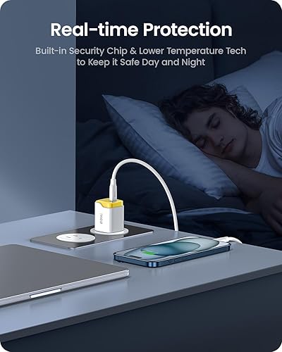 Miniatura 8 de Adaptador de corriente USB-C de 30 W, cargador AOHI USB C GaN+ de 30 W con carcasas reemplazables de 4 colores y enchufe plegable, bloque de