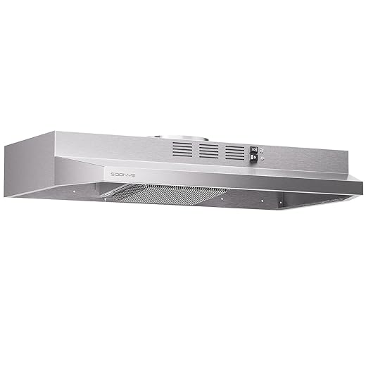 30 inch Stainless Steel Under Cabinet Range Hood, Slim Kitchen Vent Hood Ducted/Ductless Convertible with 2 Speed Exhaust Fan, 3-Layer Aluminum Filters,LED Lights