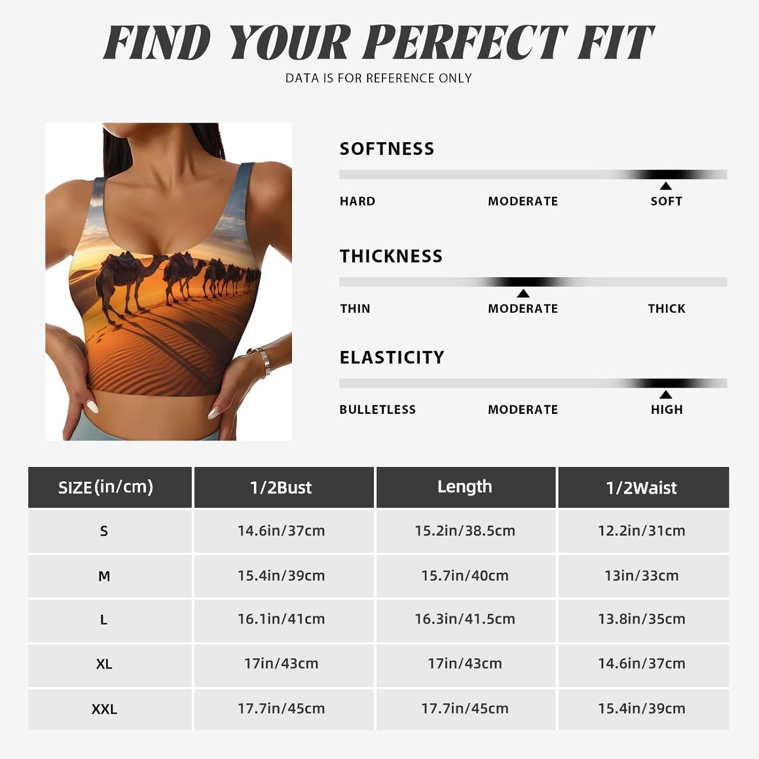 Caravan of Camels Printed Women's Sports Vest, Suitable for Yoga, Pilates and Fitness Training -