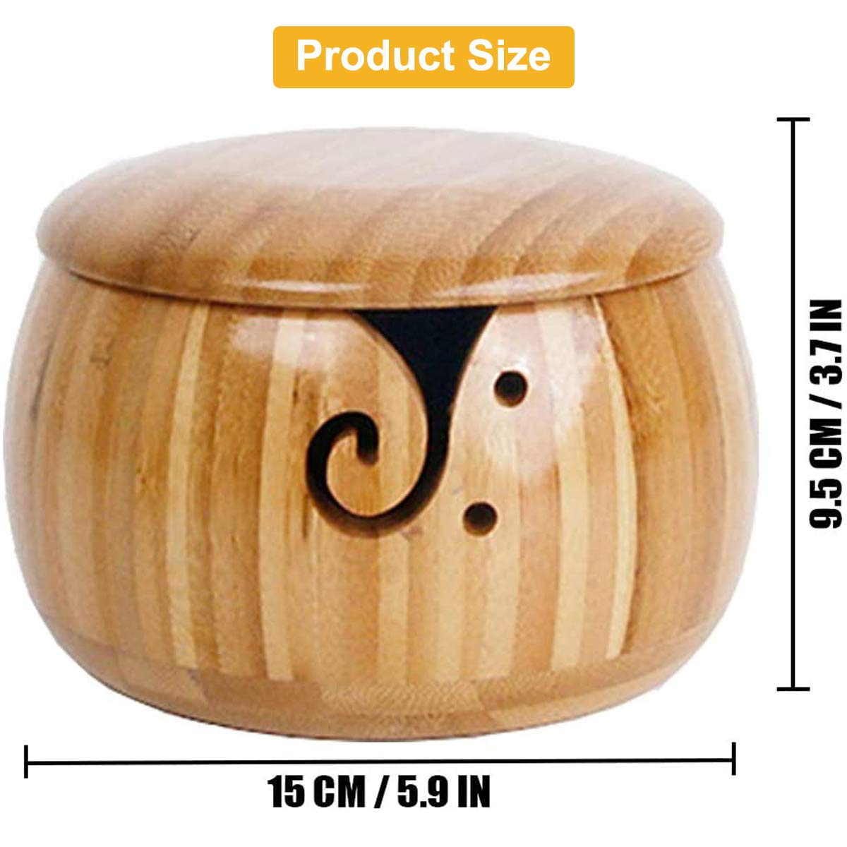 Holzstrickschüssel Mit Deckel - Garnschale 15cm Für Strickprojekte