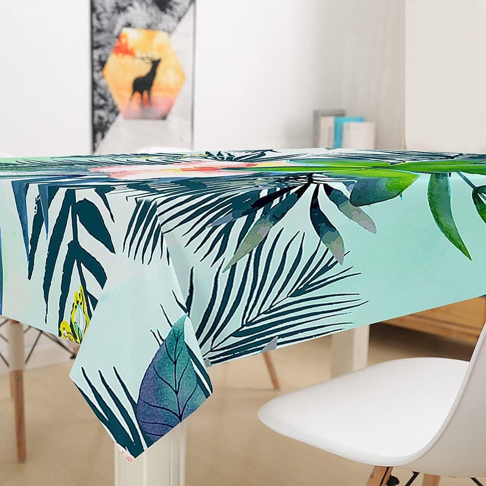 Tovaglia Antimacchia Rettangolare/Quadrata Fiori Tropicali, Tovaglie da Tavolo Impermeabile Poliestere Piante Tropicali 3D, per Natalizia Cucina Feste Giardino, 200x200 cm A/B1096