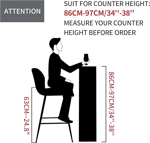 Miniatura 2 de ZJhome Juego de 4 taburetes de bar modernos de terciopelo de 24 pulgadas, taburetes de bar de altura de encimera con reposapiés y patas doradas para