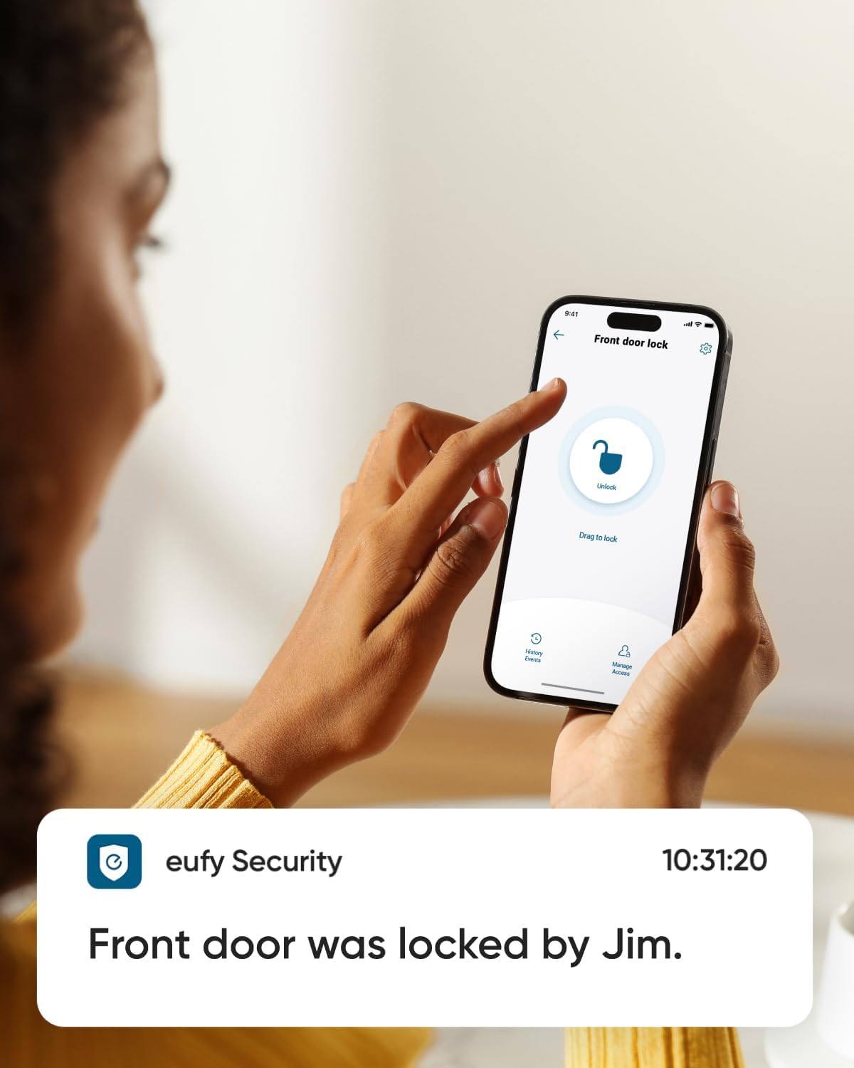 eufy Security Smart Lock C220, Serratura per porta d'ingresso senza chiave con impronte digitali, Wi-Fi integrato, Telecomando app, Serratura intelligente per porta d'ingresso, Impermeabile IP53