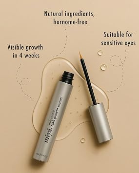 Lash Growth Serum | Eye Lash Serum | Natural Lash Enhancer for Longer, Thicker Healthier Lashes | Peptide Eyelash Growth Serum | Oil Free Lash Booster 3ml | Suitable for All Skin Types | MIYA LASH