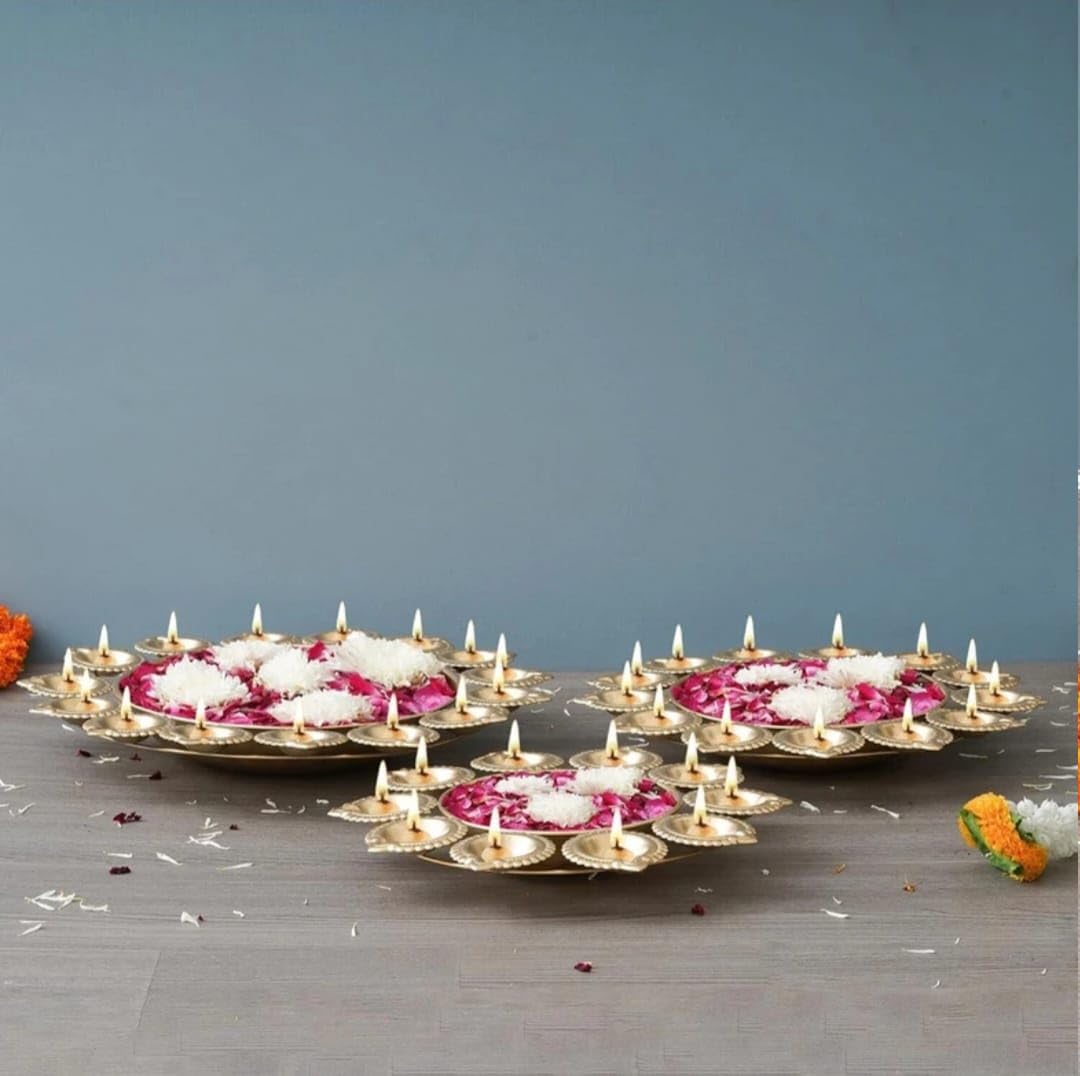 ZR HANDICRAFTS METAL CREATION Diya Urli Bowl Gold Finish Metal Decorative Multipurpose Tabletop Display Floor Decor Elegant Floating Flower T Light Candle Holder Diwali Home Decor Gift Centerpiece 3