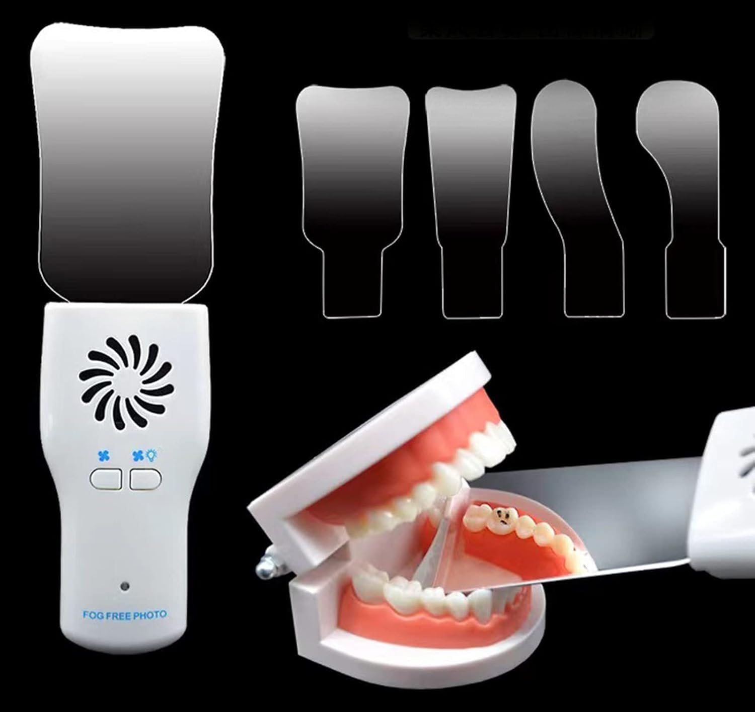 Specchio per Fotografia intraorale Senza Nebbia Dentale con Luce a LED, Specchio occlusale Dentale riflettore antiappannante Riflettori in Acciaio Inossidabile