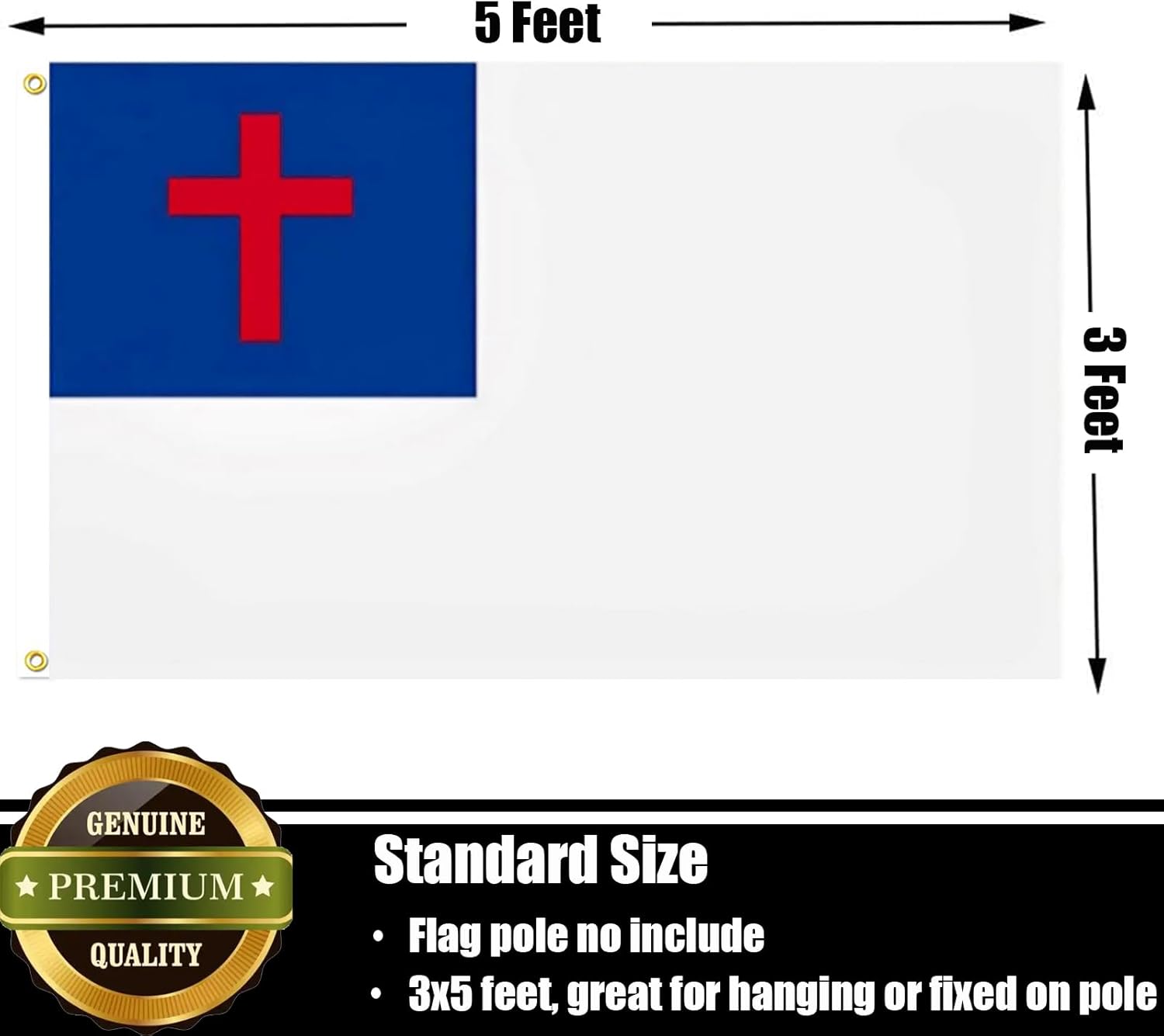 Christian Flag 3x5 FT Sturdy for Outside, Heavy Duty 3Ply Polyester Christian Church Flags Outdoor, Double Sided Long Lasting Cross Jesus Flag Brass Grommets - Image 6