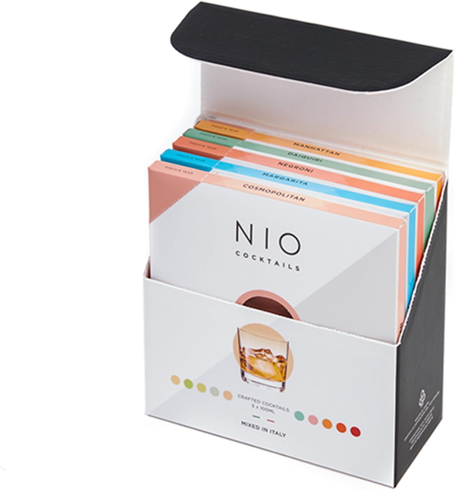 NIO Cocktails - Premixed Cocktails Most Popular Box of 5 x 100ml Pre Made Cocktails (Negroni, Cosmopolitan, Daiquiri, Margarita, Manhattan) The Perfect Cocktail Drink Gift Set Or At-Home Bar