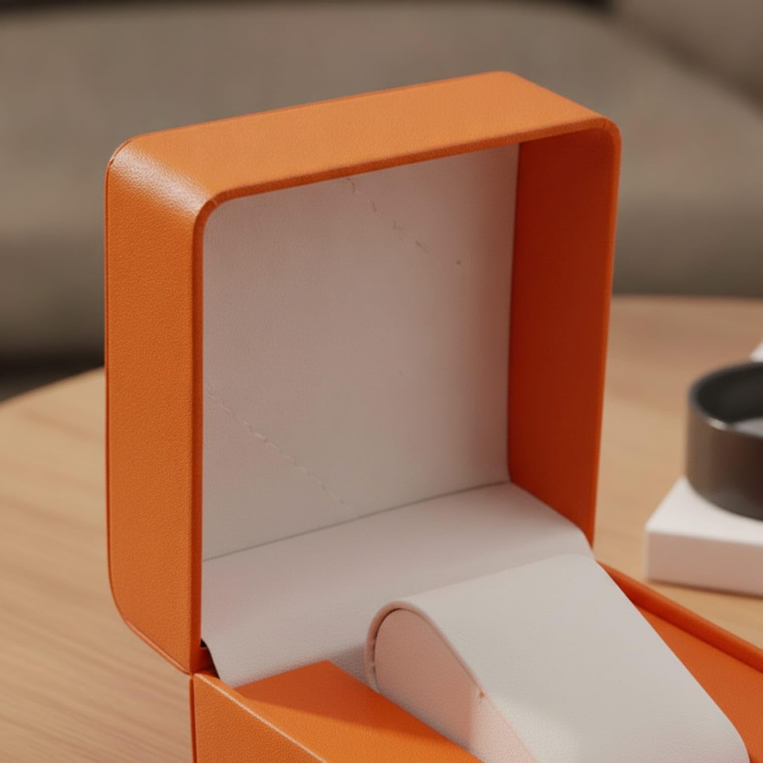 orange box ZOOMELLA Textured Watch Box with Pillow Padded Watch Display Case