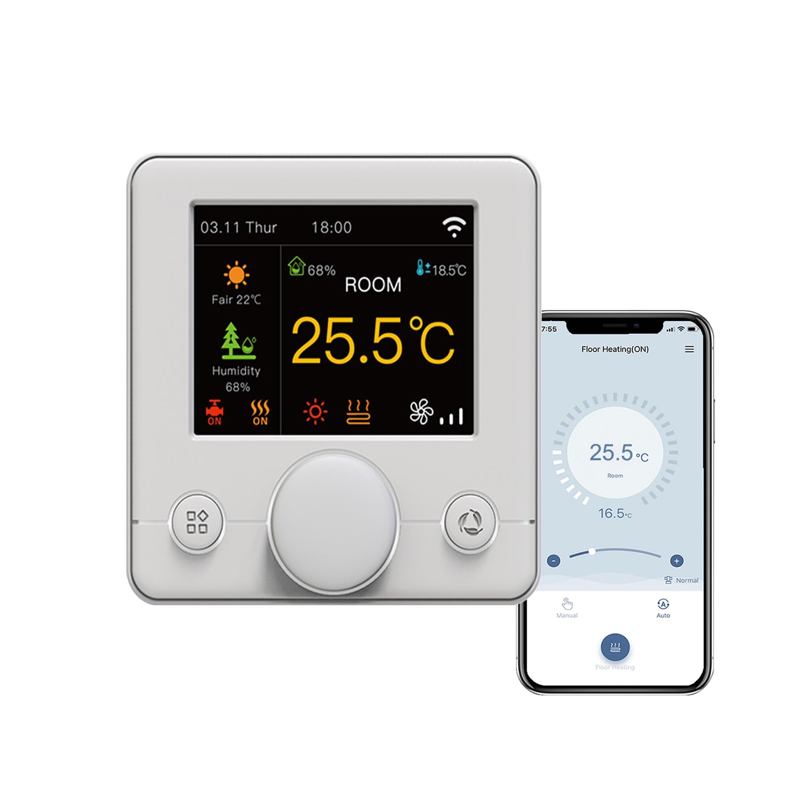 Smart Wifi Manopola Termostato A Colori Aria Condizionata con 2 tubi, Funziona con Alexa Google Home, 95~240 V CA