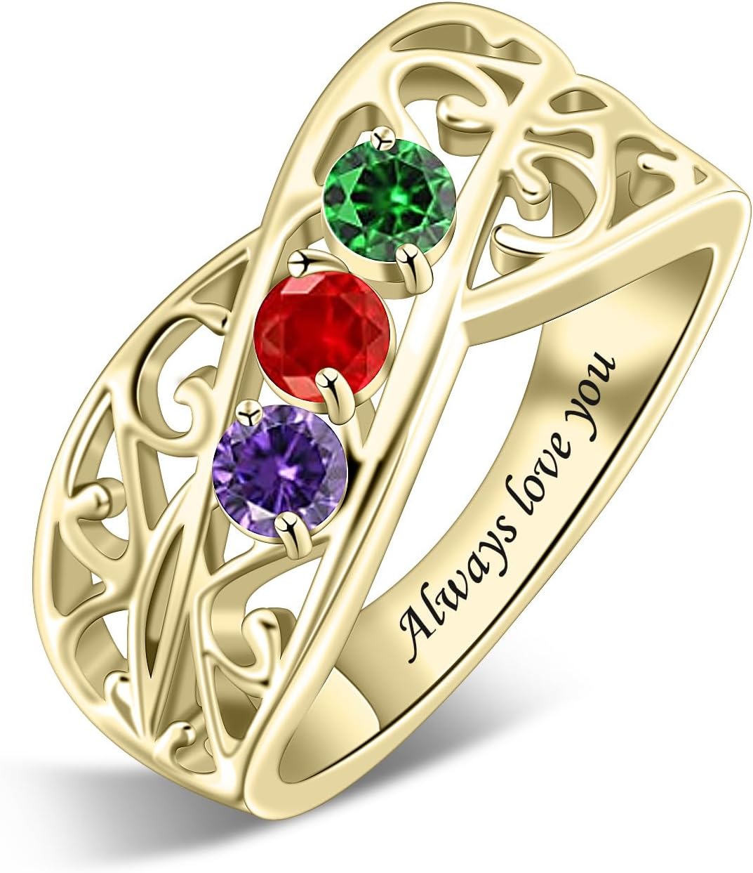 LucySky Custom Gift for Mom's Ring, Personalized Mothers Rings with 1-6 Simulated Birthstones, Engraved Family Ring Gift for Mom Grandma Mother's Day Anniversary Christmas