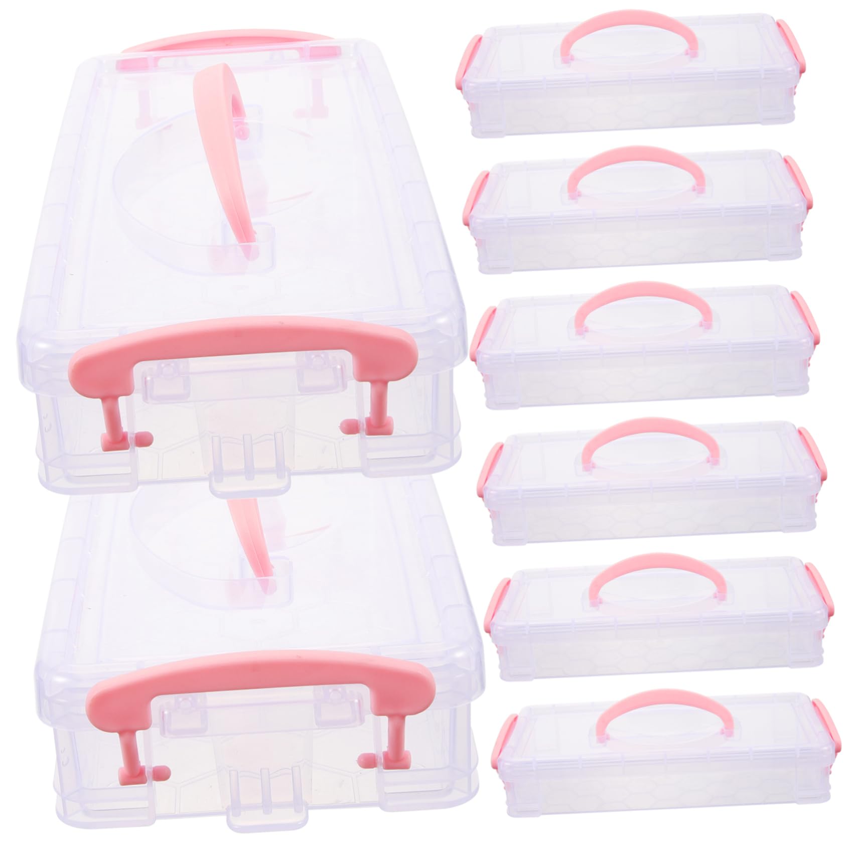Astuccio Portamatite in Plastica Impilabile, 8 Pezzi, Coperchio | Insegnanti e Ufficio, Trasparenza del Contenuto, Risparmio Spazio, per Penne, Matite e Piccoli Oggetti
