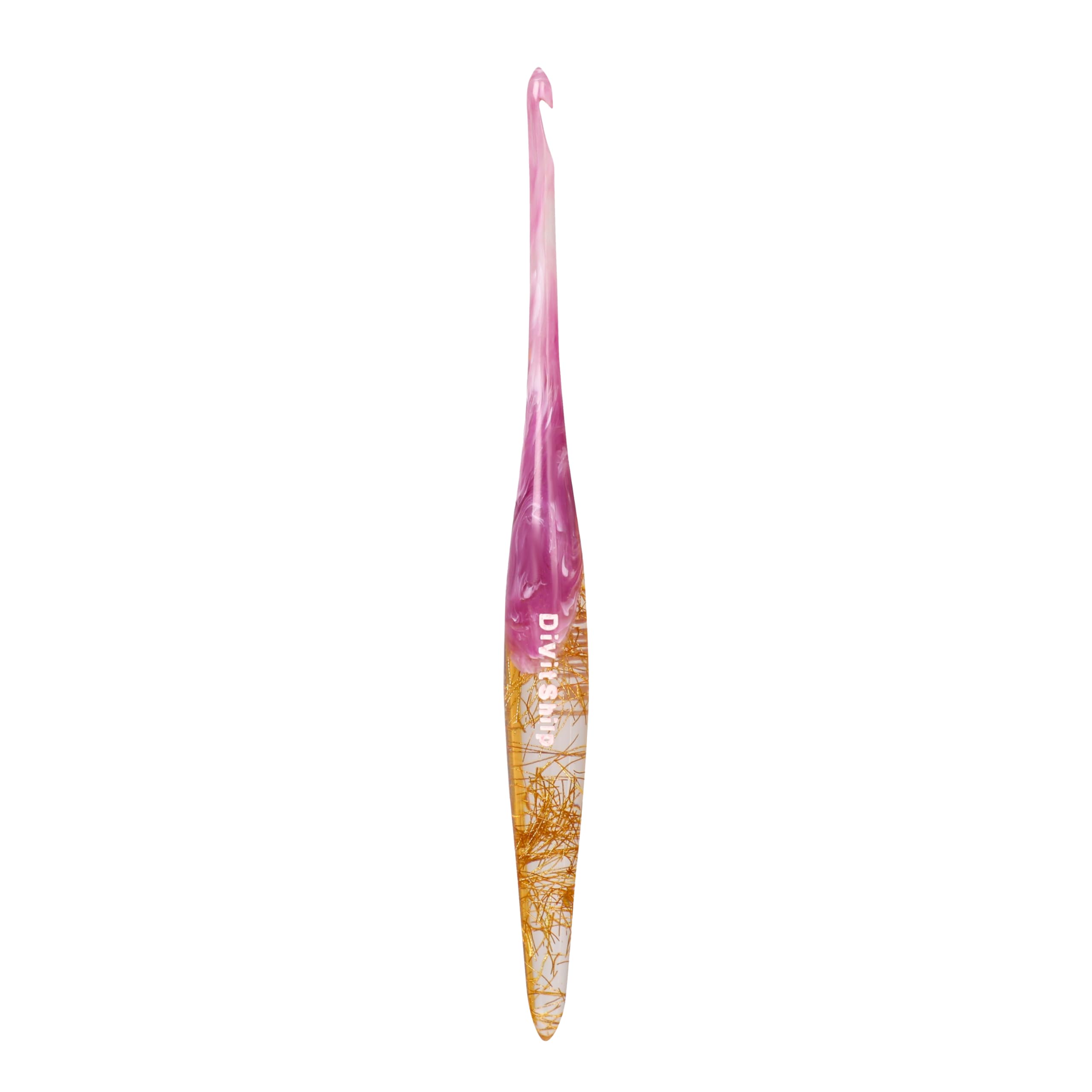 Divit Shilp Ergonomic Handle Crochet Hooks | Handcrafted 7’’ Resin Crochet Hook Knitting Needle, Craft Yarn Weave | Best Gift! (Purple & Golden) (8 mm