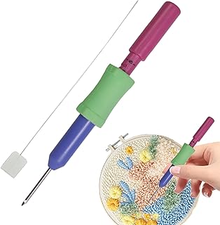 ラグヤーンパンチニードル、調整可能なパンチニードル | 5段階の高さ調節が可能な刺繍ペン針 | 刺繍敷物作り、手作りアート工芸品用の針糸通し付きソーイングアートニードルツール