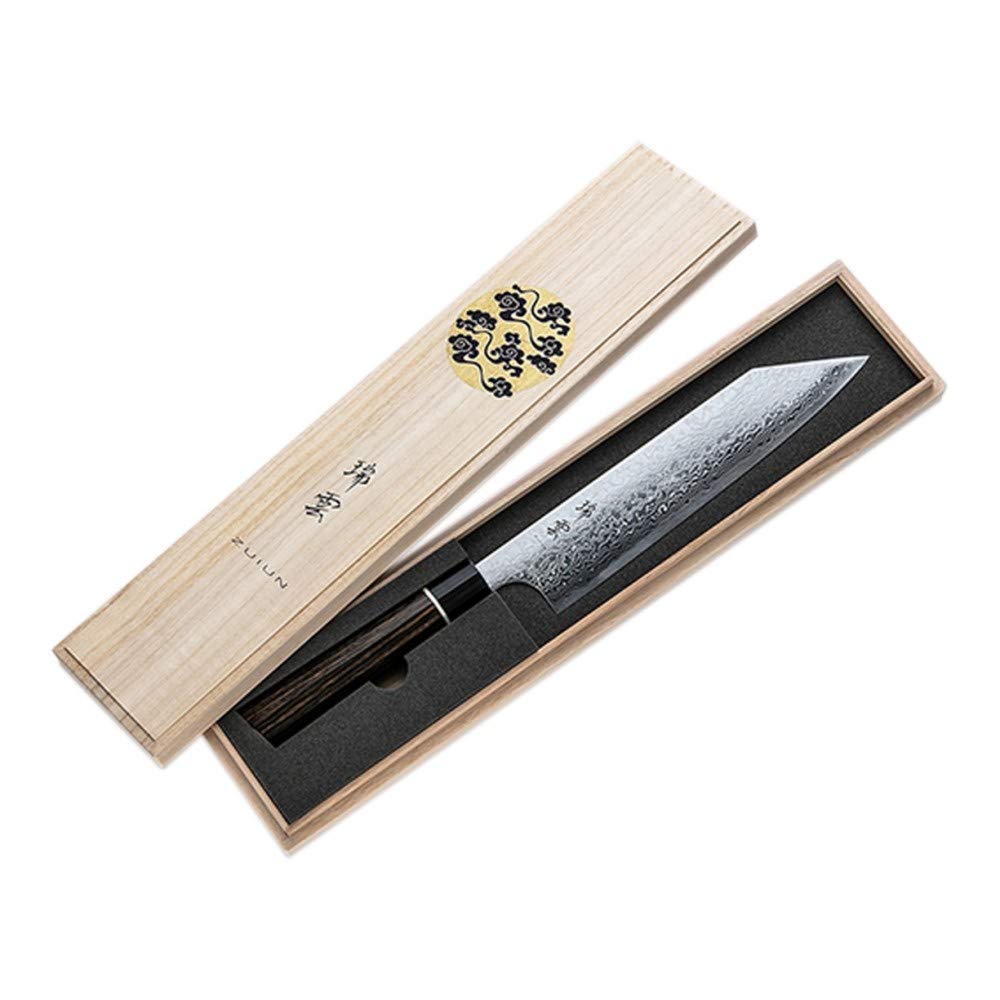 KIRITSUKE/SUJIHIKI-Cuchillo de cocina, cuchillo de carne, cuchillo multiusos y acero de polvo japonés SG2 & 62 capas de acero de Damasco y mango de madera de pakka de 7 esquinas, 240 mm