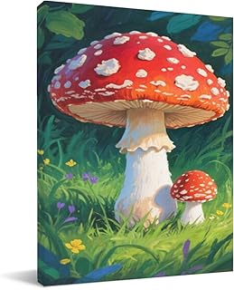 EWASzxs Amanita muscaria painting mushroom Canvas Prints for Modern Living Rooms Housewarming Gifts Thanksgiving And Christmas Holiday Decor. 12x16 Inch