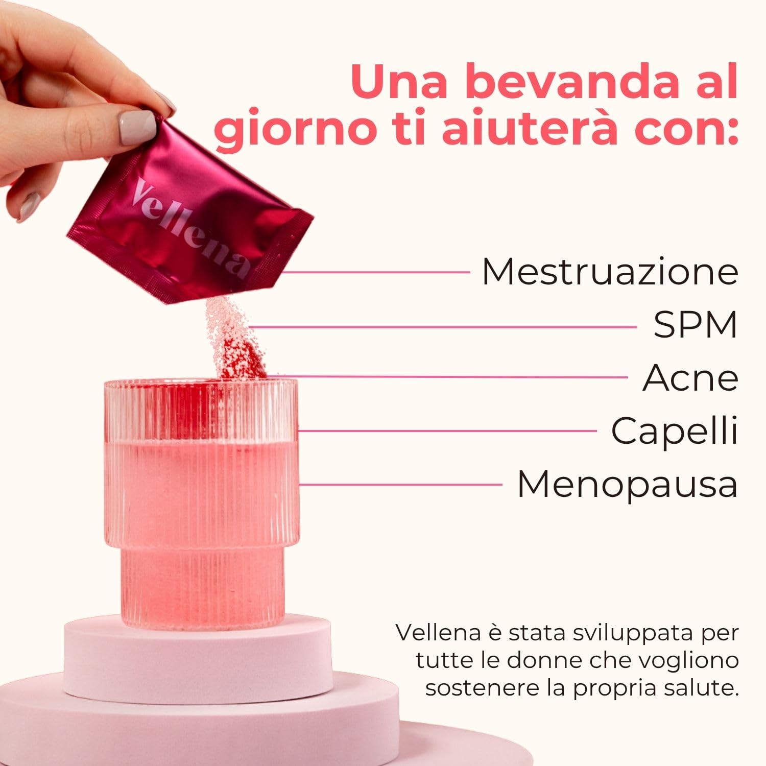 Bevanda per la salute femminile - Che allevia SPM, Acne, Mestruazioni Irregolari e Dolorose, Crampi e Gonfiori, Perdita di capelli, Menopausa problematica (3PACK, Amarena)