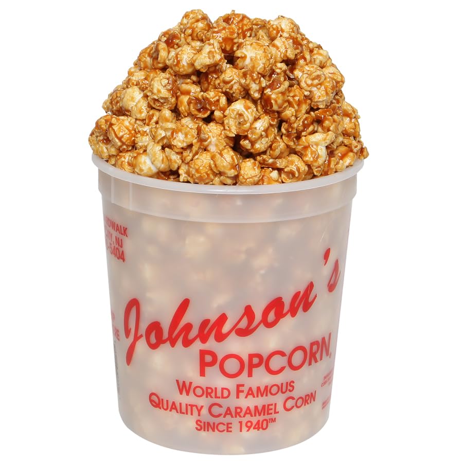 Johnson's Popcorn Small Caramel Tub - World Famous Caramel Popcorn Since 1940, Handmade Everyday