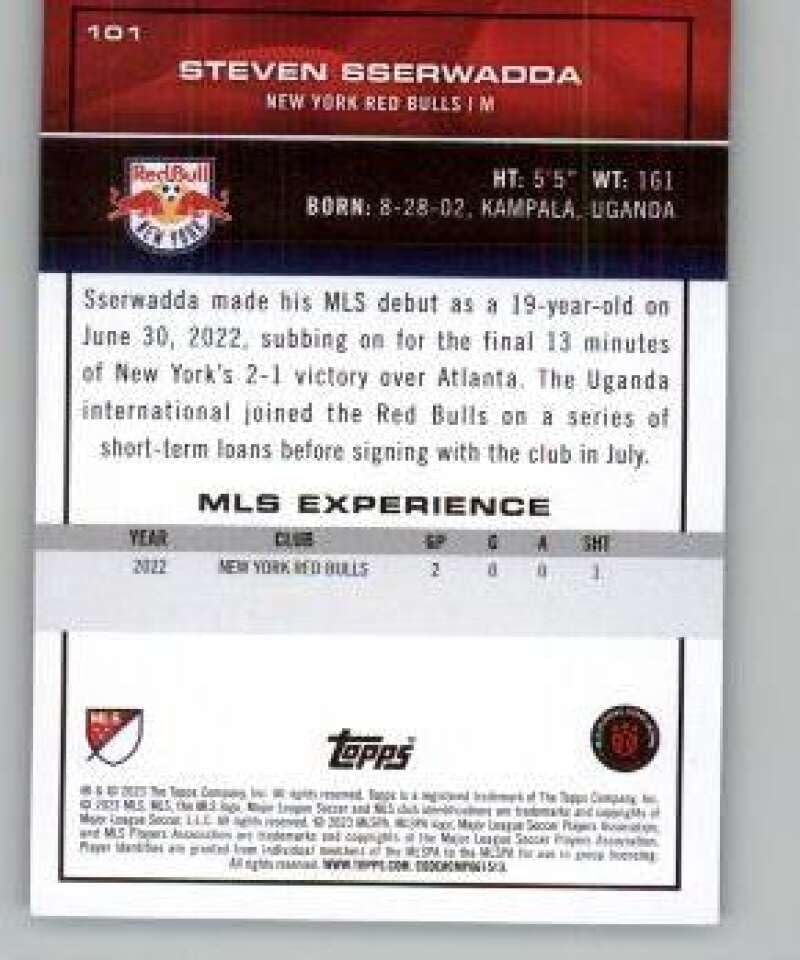 Miniatura 2 de 2023 Topps MLS Icy Black Foil #101 Steven Sserwadda RC Rookie Red Bulls Soccer Trading Card