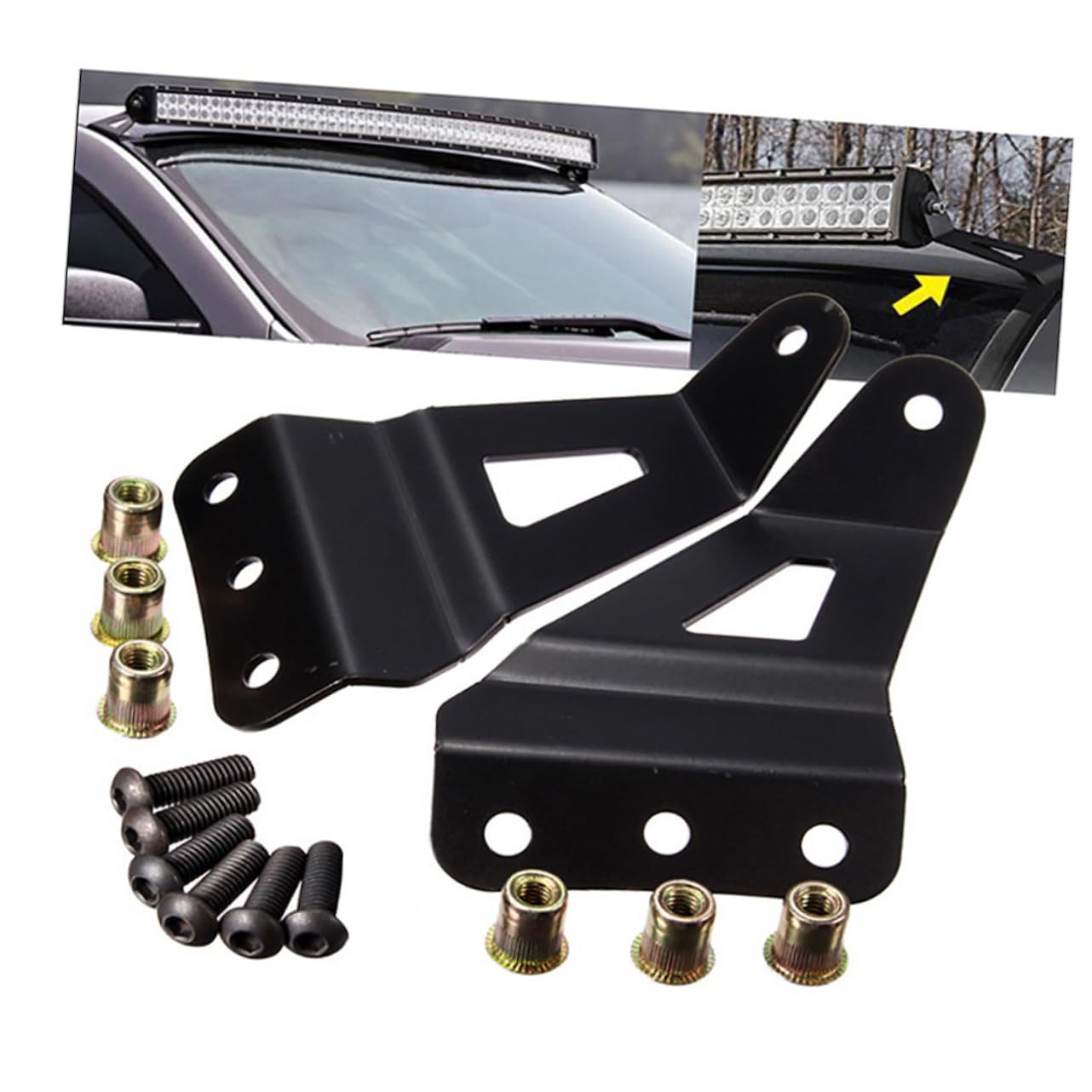 Hemobllo Support De Fixation Fer Pour Lampe Led De Toit 50 Pouces, Kit Support Solide Pour Éclairage Automobile, Montage Pare-brise Hiver, Accessoires Véhicules Utilitaires Et 4x4