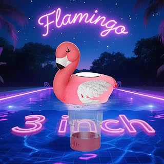Solar Pool Chlorine Floater Pool Light Flamingo ChIorine Tablet Floater 3 Inch Floating ChIorine Dispenser for Summer Party Decorations Party Decorations Hot Tub SPA(Chlorine Tablets Not Included)